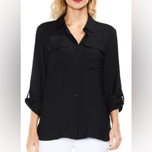BRAND NEW Vince Camuto Long Sleeve Solid Utility Shirt in black size small